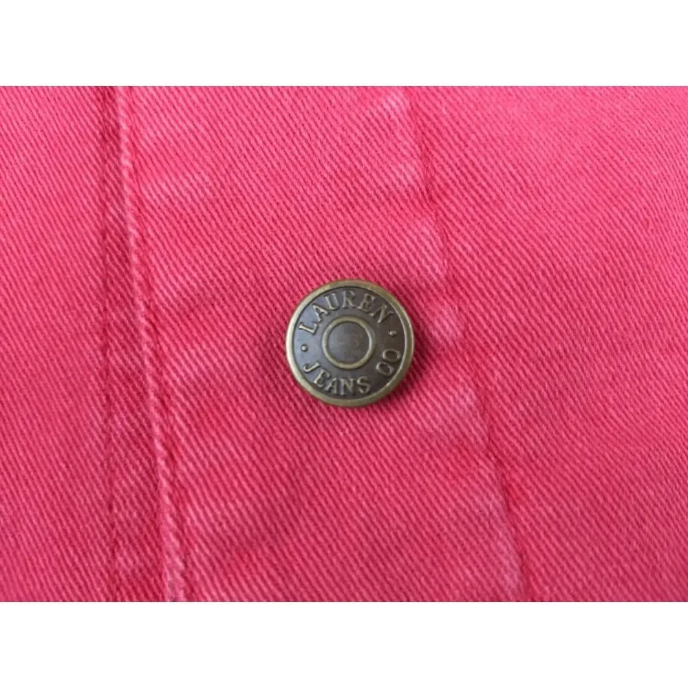 Ralph Lauren Jeans Co. Womens M Vintage Red Denim Jean Jacket Metal Logo Buttons - Picture 10 of 16